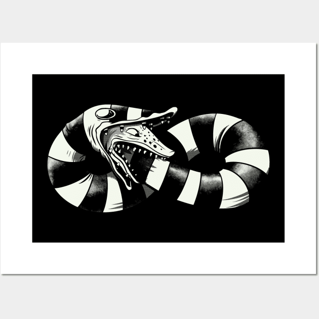 Infinity worm (back in black) Wall Art by poopsmoothie